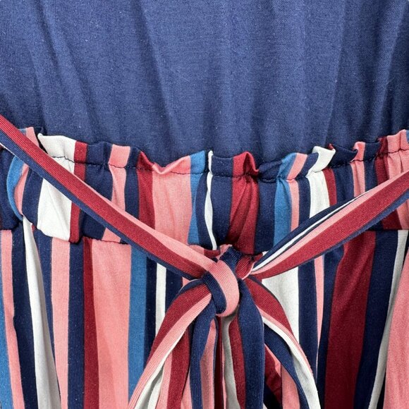 RMLA Romper Girls 14 Navy Pink Flutter Sleeve Solid Top Elastic Waist Ankles - Picture 3 of 9